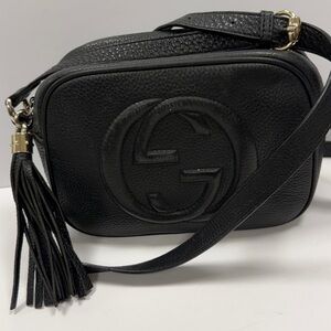 Gucci Black Leather Crossbody Bag with Tassel